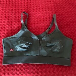 Ruby Ribbon Teal Sports Bra with Pink Logo